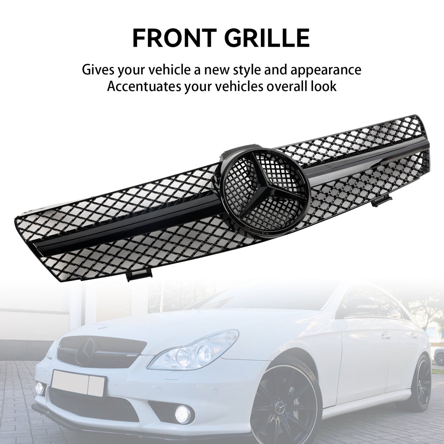 2004 2005 2006 2007 2008 Mercedes Benz CLS-Class W219 Front Grill Chrome / Black Replacement Grille With Star Emblem