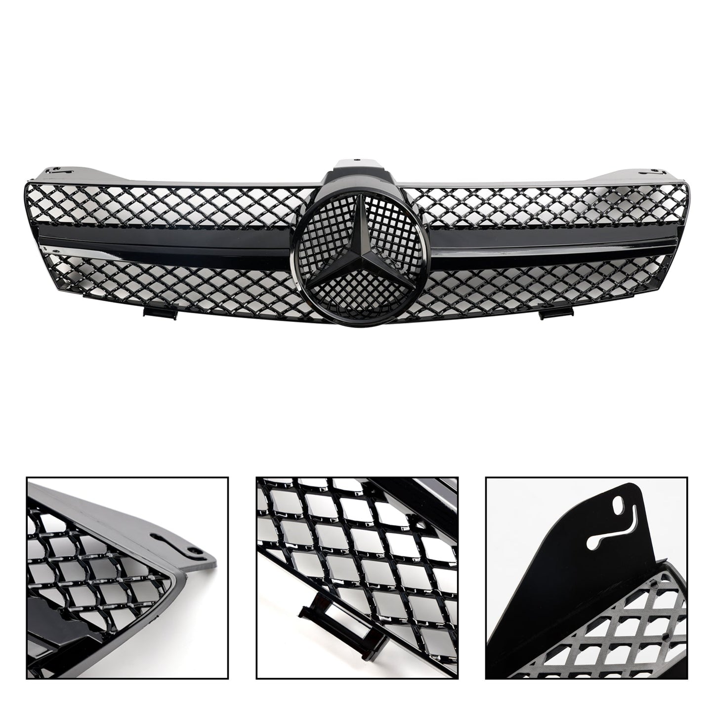 2004 2005 2006 2007 2008 Mercedes Benz CLS-Class W219 Front Grill Chrome / Black Replacement Grille With Star Emblem