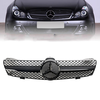 2004-2008 Mercedes Benz CLS-Class W219 C219 CLS280/320/S350/500/550 Front Bumper Grill Black Replacement Grille