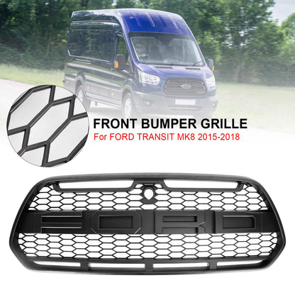 2015-2019 Ford Transit Mk8 Matt Black Front Bumper Grill Replacement Black Raptor Style Grille