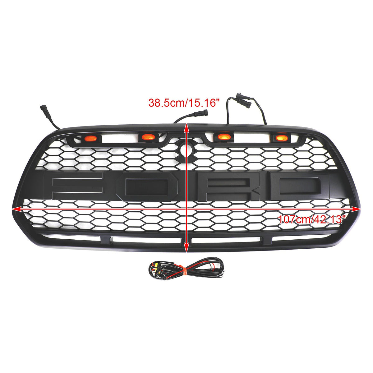 2015-2019 Ford Transit Mk8 Front Bumper Grille Raptor Style Black Grill w/LED