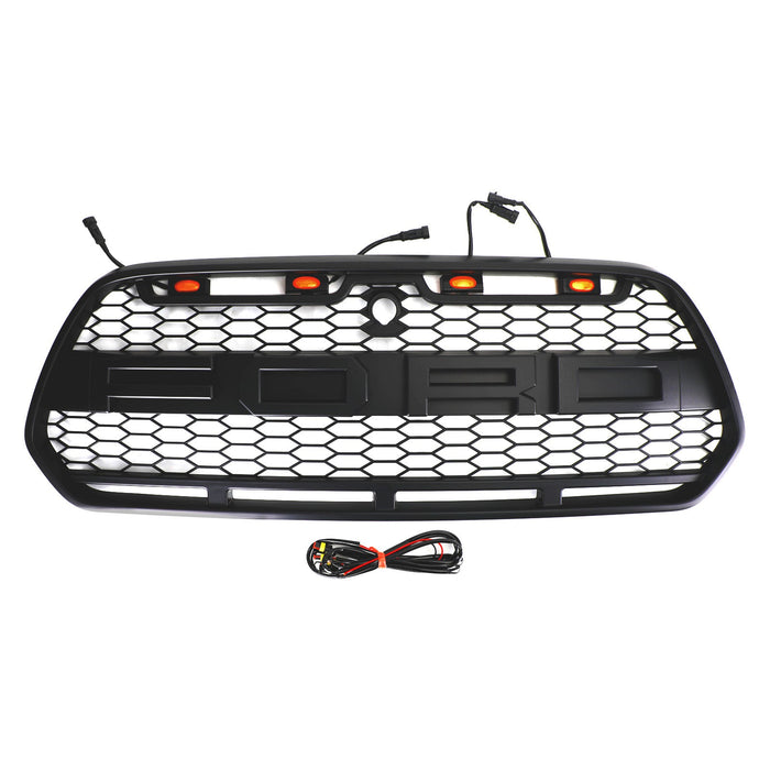 2015-2018 FORD TRANSIT MK8 Matt Black Front Bumper Grille Grill w/LED Raptor Style Generic