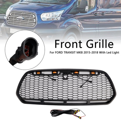 2015-2019 Ford Transit Mk8 Matt Black Front Bumper Grill Replacement Black Raptor Style Grille