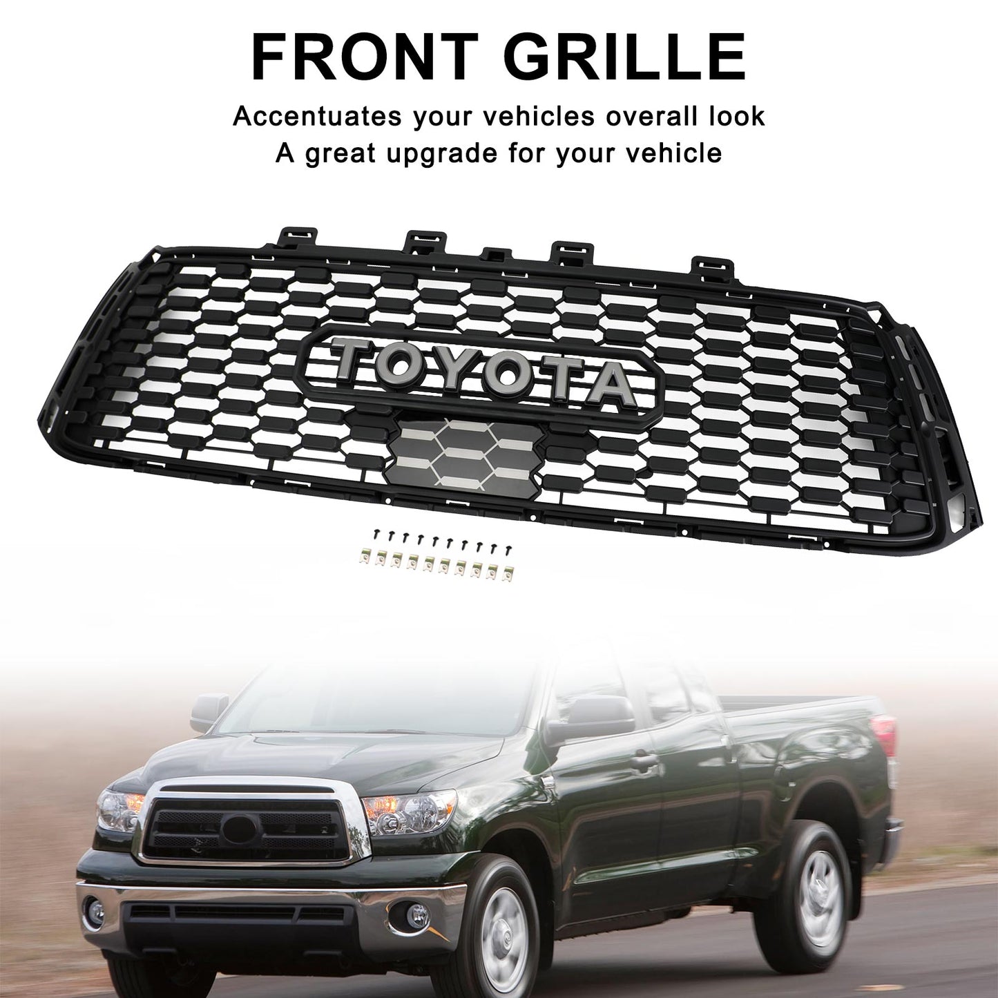 Toyota Tundra TRD PRO Style Grill 2010 2011 2012 2013 Matte Black Honeycomb Front Grille W/ Letter