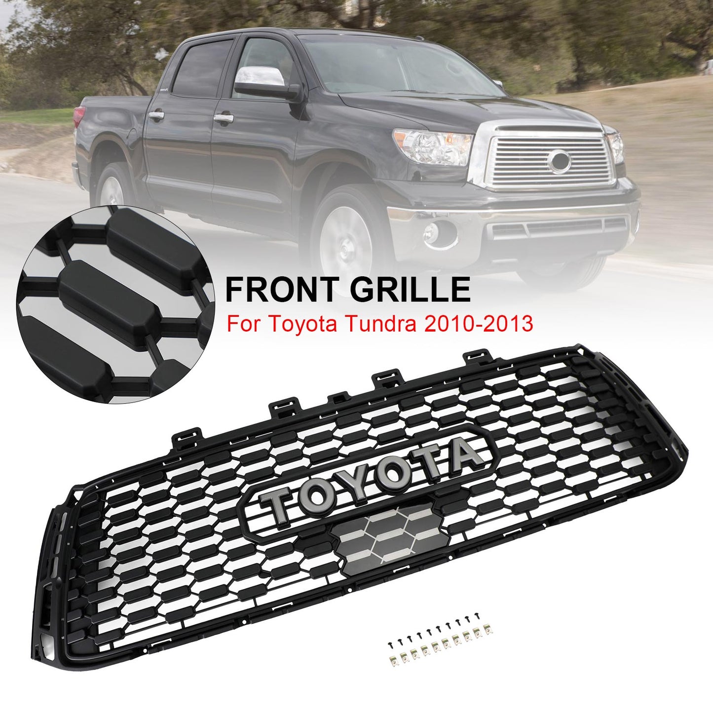 Toyota Tundra TRD PRO Style Grill 2010 2011 2012 2013 Matte Black Honeycomb Front Grille W/ Letter