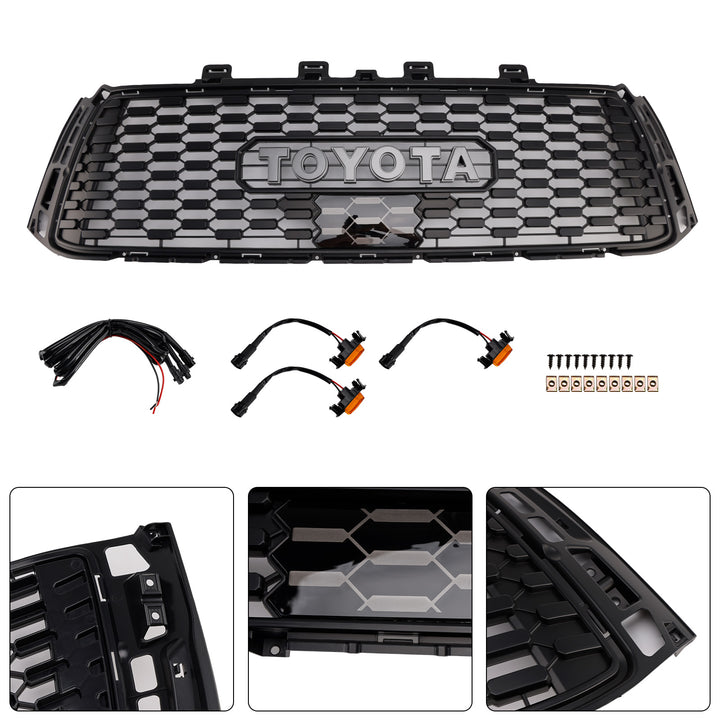 2010-2013 Toyota Tundra TRD PRO Style Honeycomb Front Bumper Grill Amber Light Replacement Grille