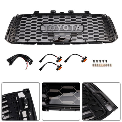 2010-2013 Toyota Tundra TRD PRO Style Honeycomb Front Bumper Grill Amber Light Replacement Grille