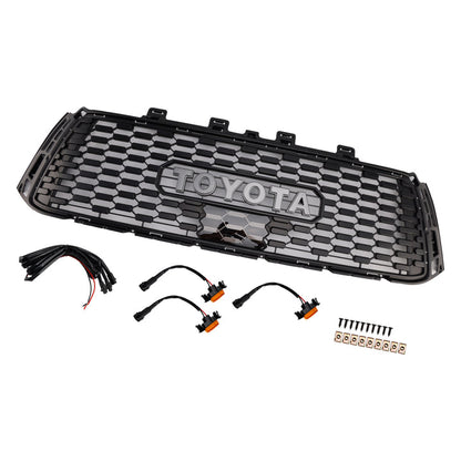 2010-2013 Toyota Tundra TRD PRO Style Honeycomb Front Bumper Grill Amber Light Replacement Grille