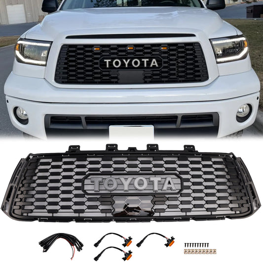 2010-2013 Toyota Tundra TRD PRO Style Honeycomb Front Bumper Grill Amber Light Replacement Grille