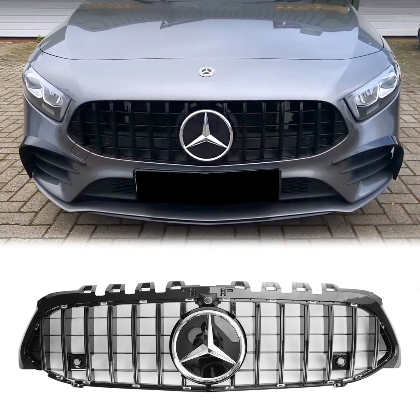 2019-2023 Mercedes-Benz A-CLASS W177 A180/200/A35 Front Bumper Grille Black Replcaement AMG Style Grill