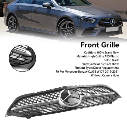 2019-2023 Benz A-Class W177 A180/200/A35 Diamond Front Bumper Mercedes Grill Grille Black Grill