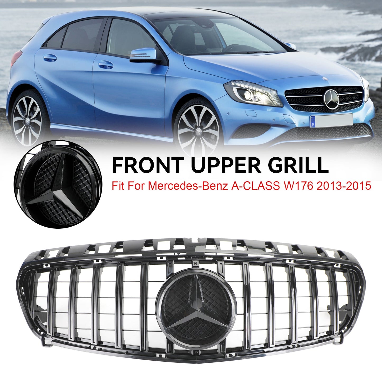 2012-2015 Mercedes-Benz A-CLASS W176 GT Style Grill Bumper Front Black Grille