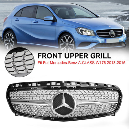 2013-2015 Mercedes W176 A-Class A180/200/A45 Front Bumper Grille Black Chrome Replacement Grill