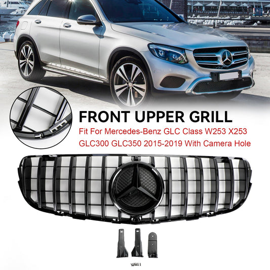 2015 2016 2017 2018 2019 Mercedes Benz GLC-Class X253 Front Grille AMG Style Bumper Black Grille With Star Emblem