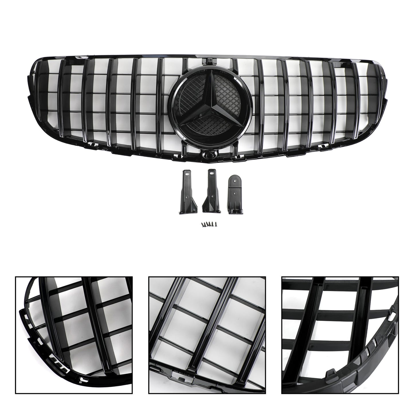 2015 2016 2017 2018 2019 Mercedes Benz GLC-Class X253 Front Grille AMG Style Bumper Black Grille With Star Emblem