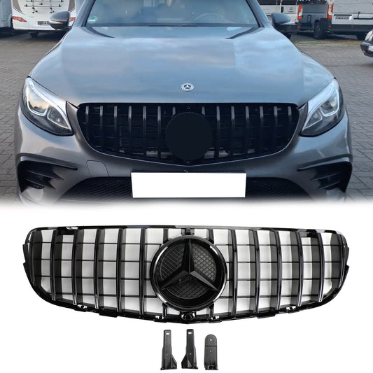 2015-2019 GLC-Class X253 GLC250/300/350e Mercedes Benz AMG Style Grille Front Bumper Replacement Black Grill
