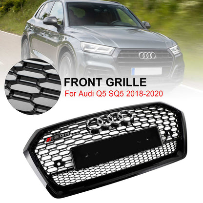 2018-2020 Audi Q5 SQ5 Front Honeycomb Mesh Grill RSQ5 Style Grill Replacement Black Grille