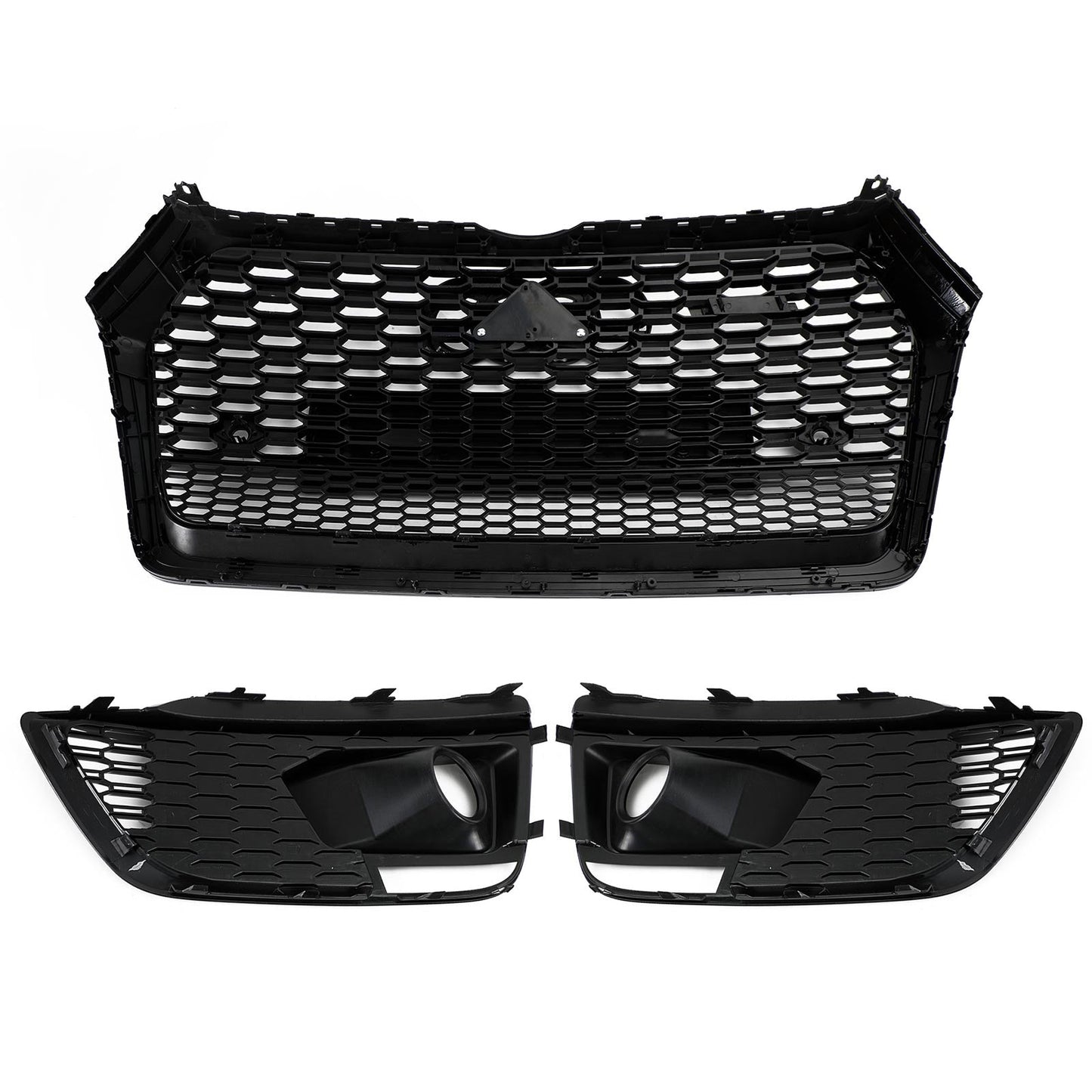 2018-2020 Audi Q5 / SQ5 RSQ5 Style Honeycomb Mesh Grille+Fog Lamp Grille With Sensor Hole Front Bumper Grille Set
