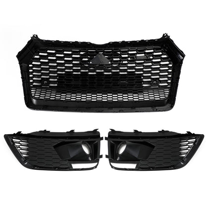 2018-2020 Audi Q5 / SQ5 RSQ5 Style Honeycomb Mesh Grille+Fog Lamp Grille With Sensor Hole Front Bumper Grille Set