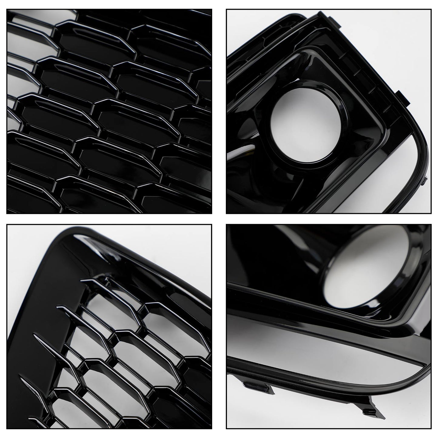 2018-2020 Audi Q5 / SQ5 RSQ5 Style Honeycomb Mesh Grille+Fog Lamp Grille With Sensor Hole Front Bumper Grille Set
