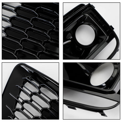 2018-2020 Audi Q5 / SQ5 RSQ5 Style Honeycomb Mesh Grille+Fog Lamp Grille With Sensor Hole Front Bumper Grille Set