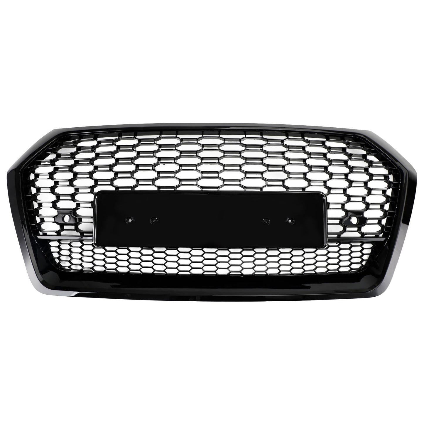 2018-2020 RSQ5 Style Honeycomb Grille For Audi Q5 / Q5 Sline / SQ5 Front Bumper Glossy Black Replacement Grill W/ Ring Emblem