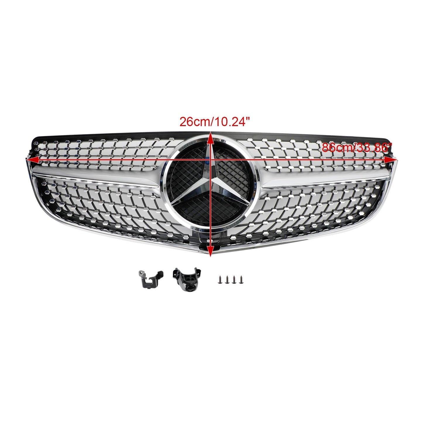 2014-2017 Mercedes Benz E-Class W207 C207 2-Doors Coupe Front Bumper Grill Diamond Style Grille W/ Emblem