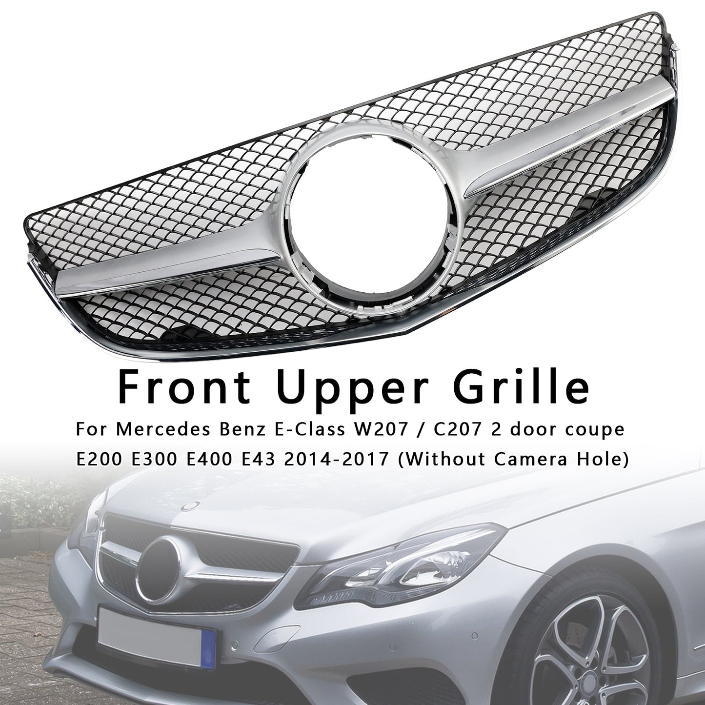 2014 2015 2016 2017 Mercedes Benz E-Class W207/C207 Coupe Diamond / OEM Style Grill Front Bumper Replacement Grille
