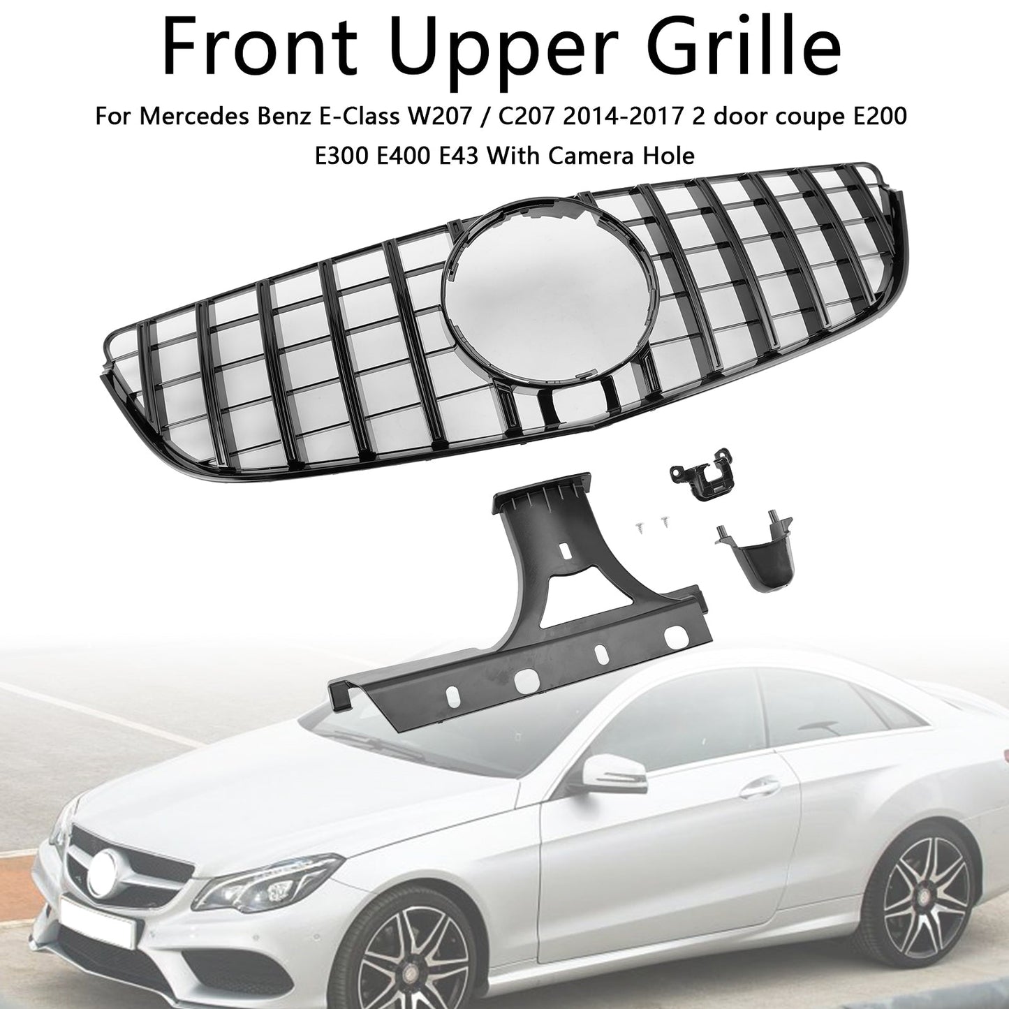 2014-2017 Mercedes Benz E-Class W207 C207 Coupe GTR Style Grille Front Bumper Black Replacement Grille