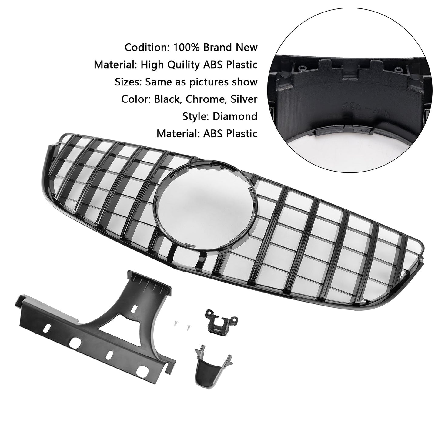 2014-2017 Mercedes Benz E-Class W207 C207 Coupe GTR Style Grille Front Bumper Black Replacement Grille