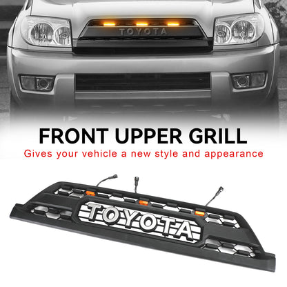 2002-2005 Toyota 4Runner Front Bumper Grill TRD PRO Style Black Grille With Led Lights