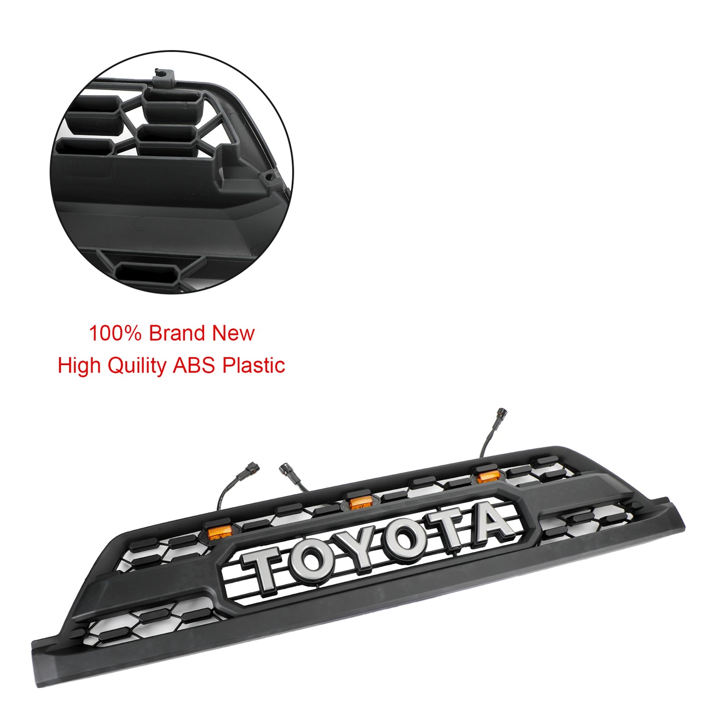 TRD PRO Style Grille For 2002-2005 Toyota 4Runner Black Front Bumper Grill W/ LED & Letter