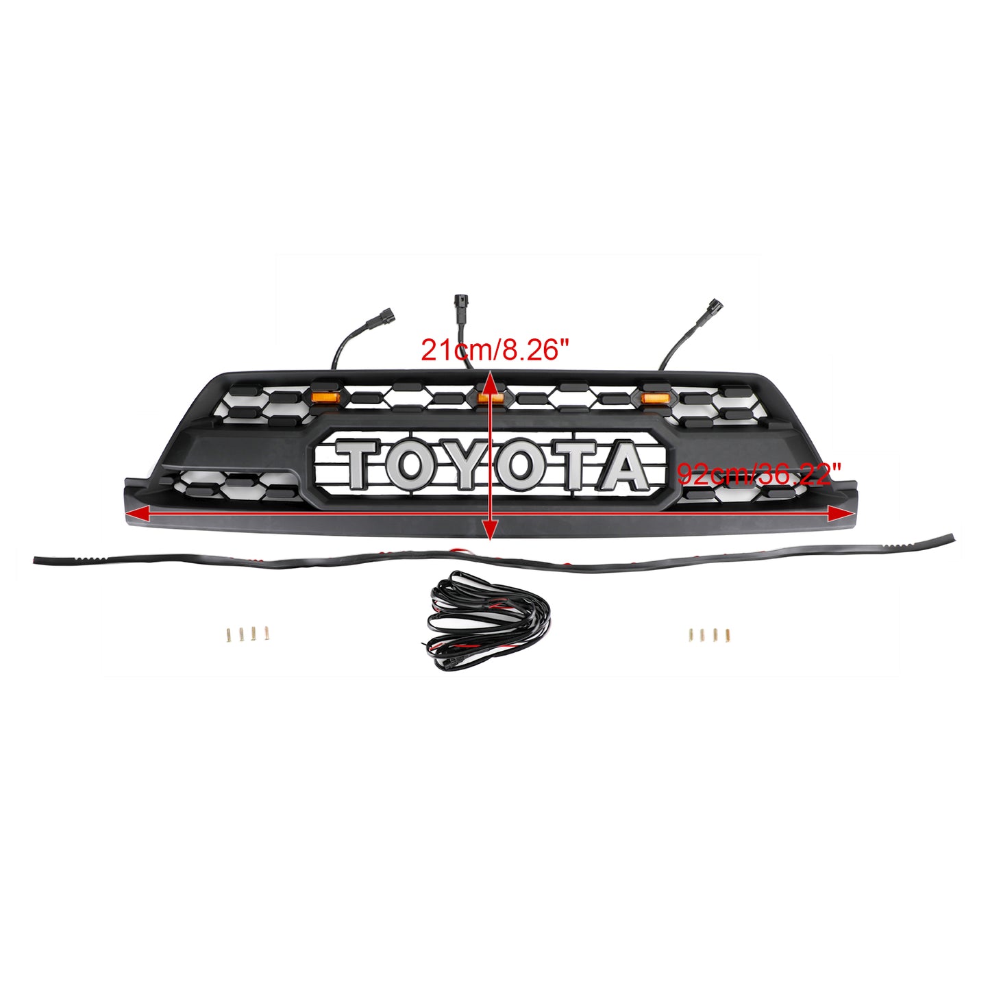 TRD PRO Style Grille For 2002-2005 Toyota 4Runner Black Front Bumper Grill W/ LED & Letter