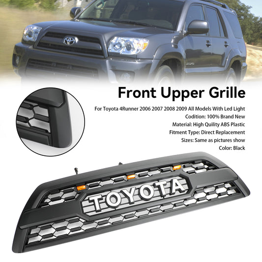 2006-2009 Toyota 4Runner TRD PRO Style Front Bumper Grill Black Grille W/ LED Light