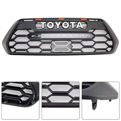 TRD Pro Light Bar Style Grille For 2016-2023 Toyota Tacoma Black Front Bumper Grill W/ LED & Light Bar