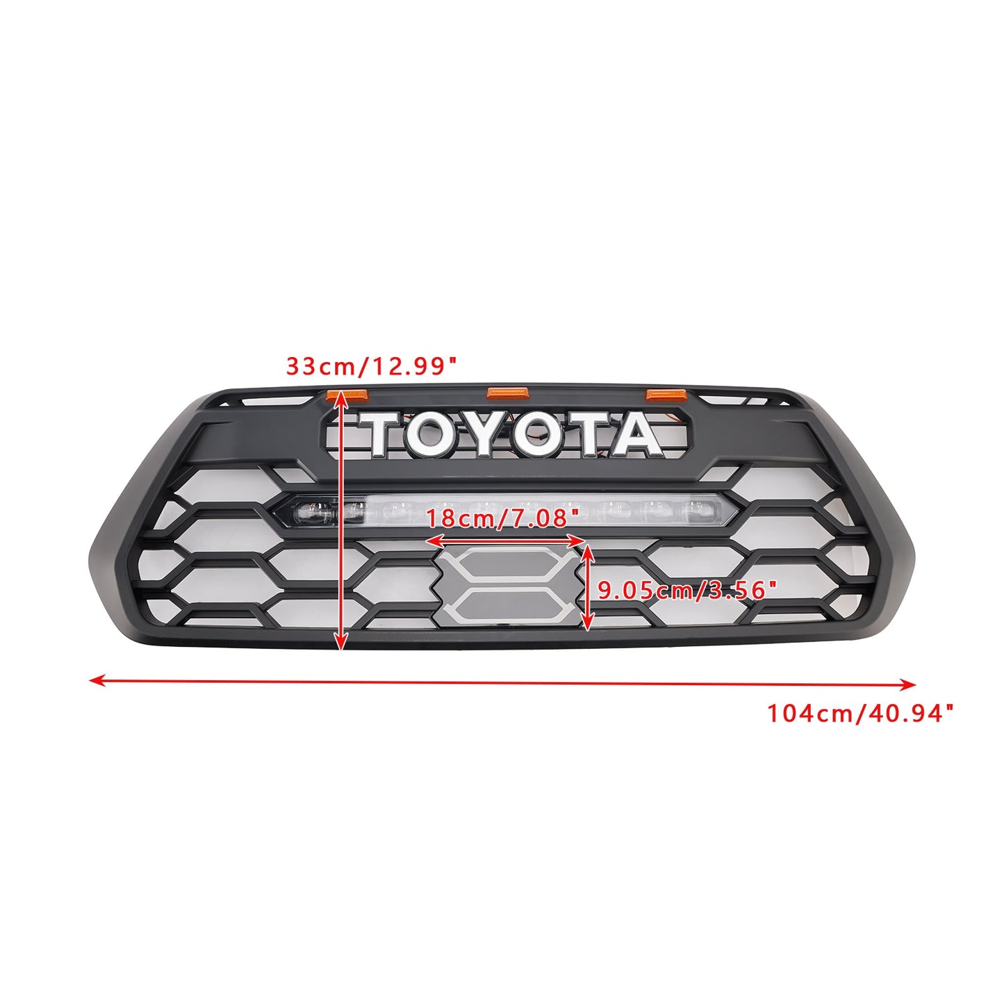 Toyota Tacoma 3rd Gen 2016-2023 Trd Pro Grill Front Bumper Black  Replacemetn Grille W/ LED & Light Bar