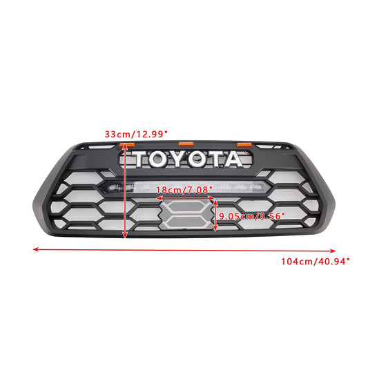 Toyota Tacoma 3rd Gen 2016-2023 Trd Pro Grill Front Bumper Black  Replacemetn Grille W/ LED & Light Bar