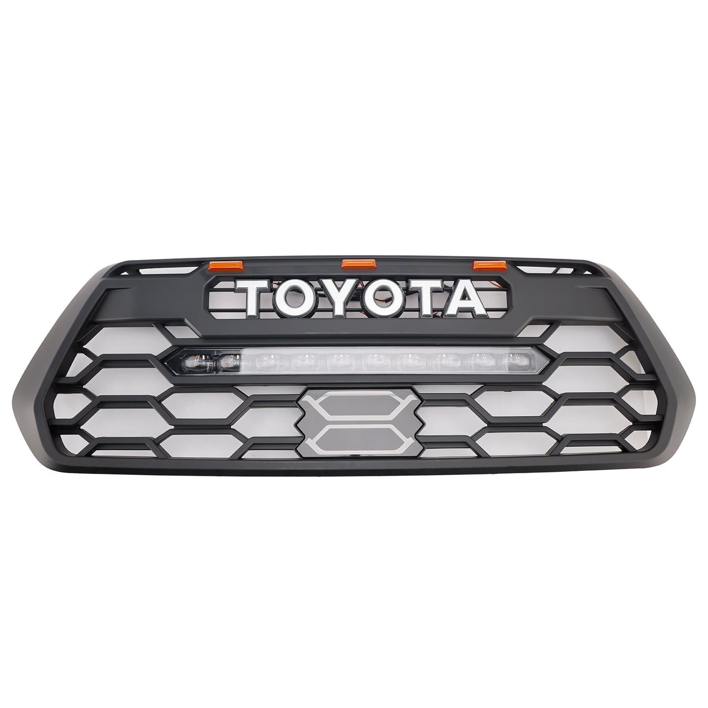 Toyota Tacoma 3rd Gen 2016-2023 Trd Pro Grill Front Bumper Black  Replacemetn Grille W/ LED & Light Bar