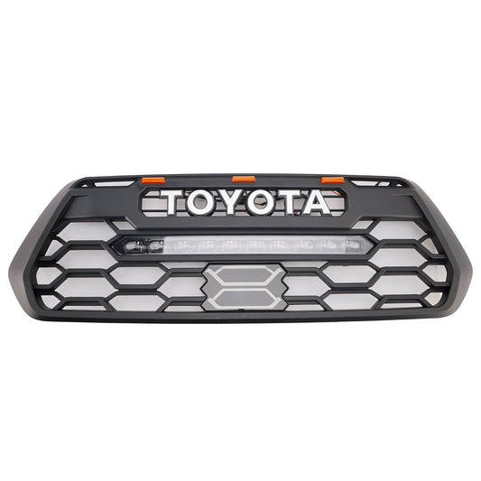 TRD Pro Light Bar Style Grille For 2016-2023 Toyota Tacoma Black Front Bumper Grill W/ LED & Light Bar