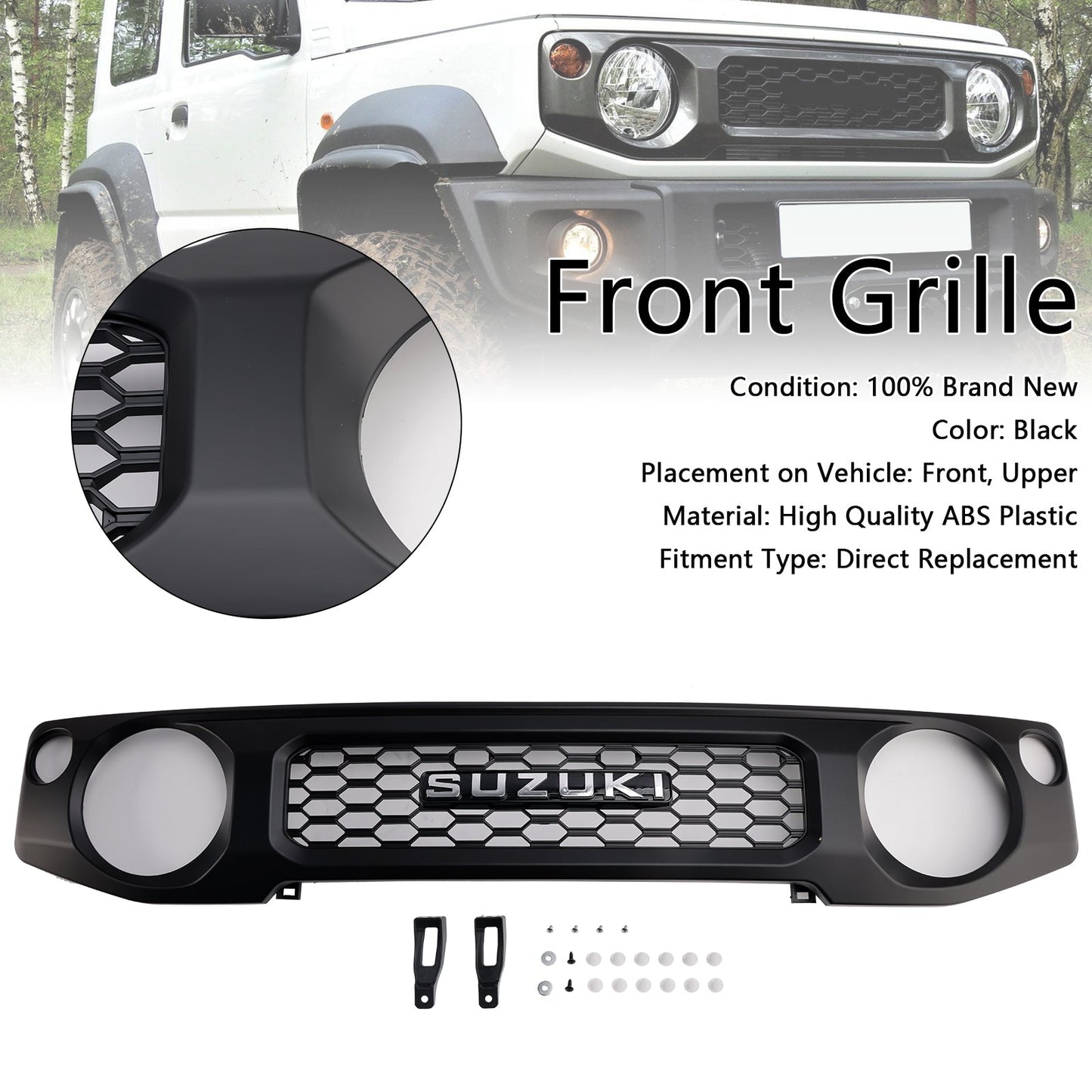 2019-2023 Suzuki Jimny JB64 JB74 Black Honeycomb Front Bumper Grille Grill 9911C78R00ZSC