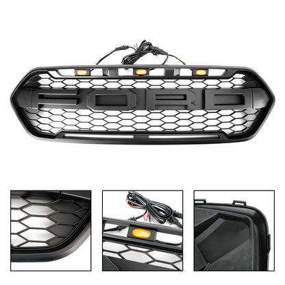 2018-2023 Ford Transit Custom Raptor Grille Honeycomb Mesh Hex Front Black Grill + LED
