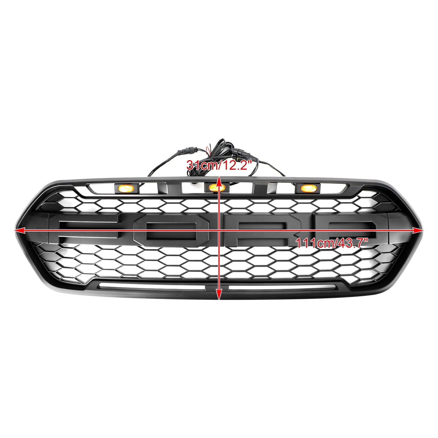 2018-2023 Ford Transit Custom Raptor Grille Honeycomb Mesh Hex Front Black Grill + LED