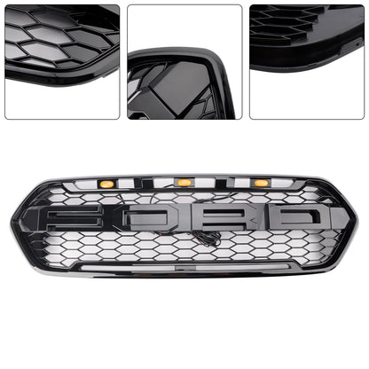 2018-2023 Ford Transit Custom Gloss Black Front Bumper Grille W/ 3LED Light Raptor Grill