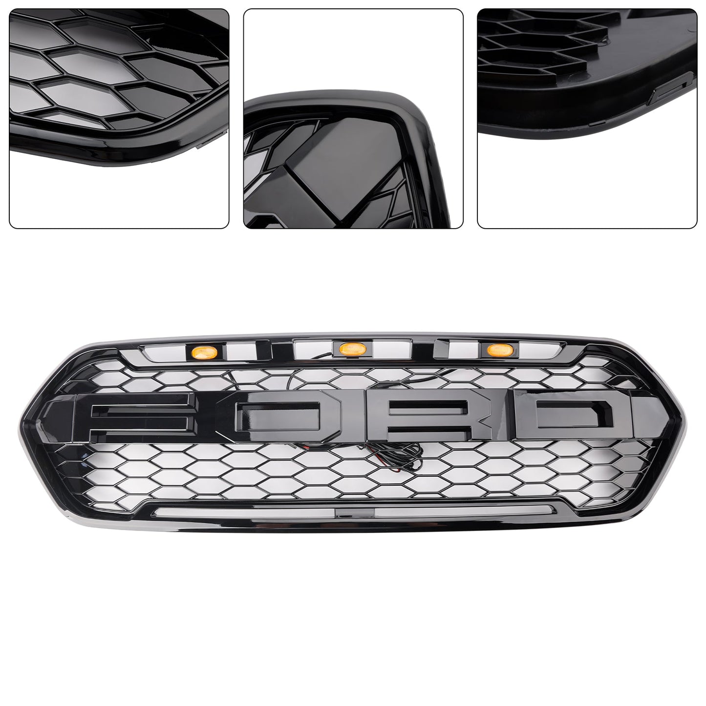 2018-2023 Ford Transit Custom Gloss Black Grille Raptor Style Honeycomb Upper Bumper Front Grill