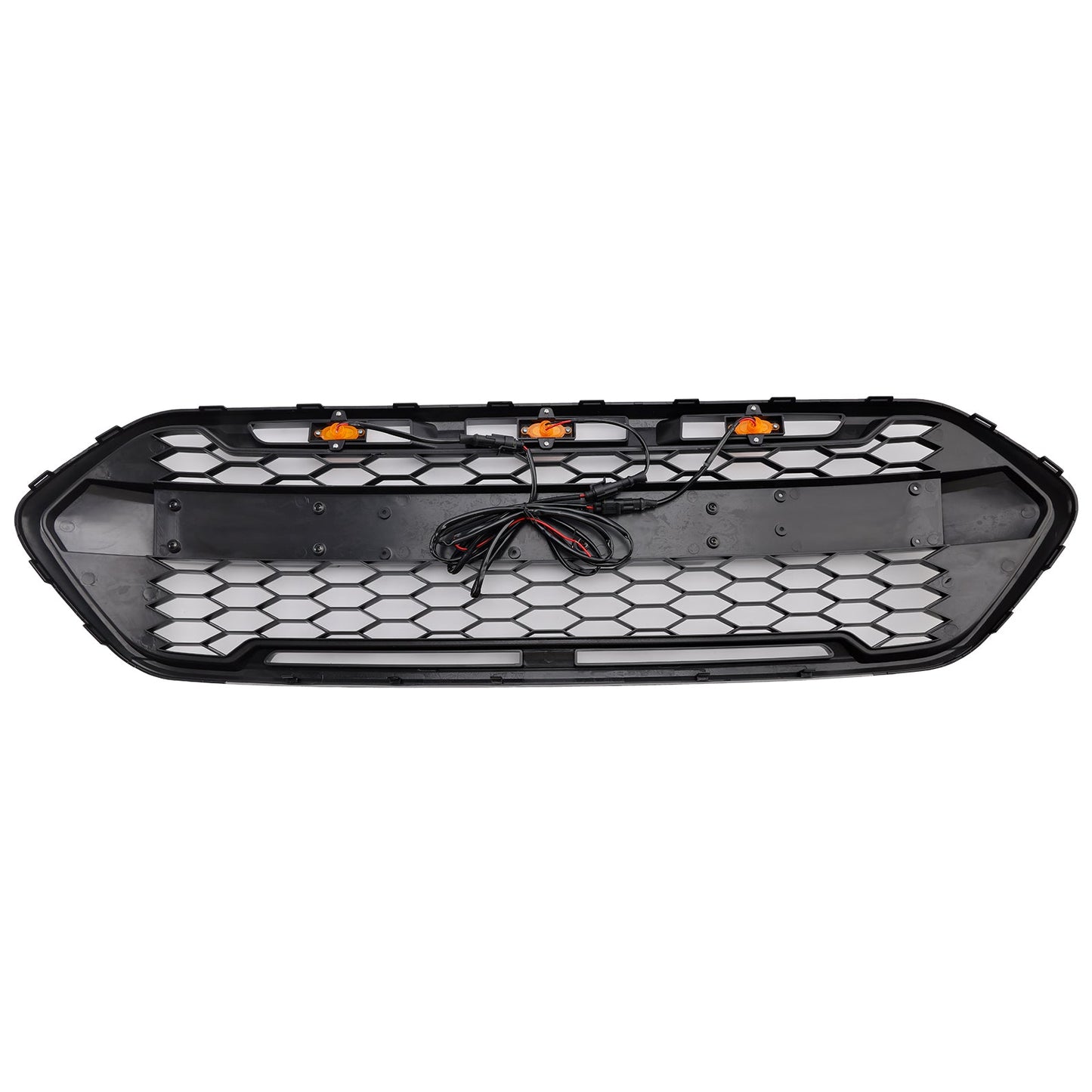 2018-2023 Ford Transit Custom Front Bumper Grille Air Intake Radiator Glossy Black Honeycomb Mesh Raptor Grill With LED