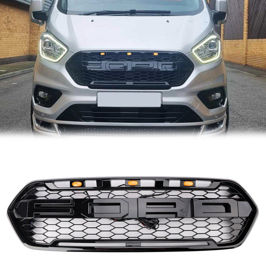 2018-2023 Replacement Front Grille Glossy Black Raptor Style Ford Transit Custom Grill