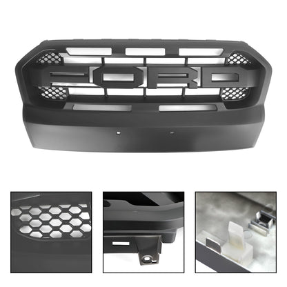 Ford Ranger T7 2015-2019 Wildtrak Raptor Style Front Bumper Grill Replacement Matte Black Grille