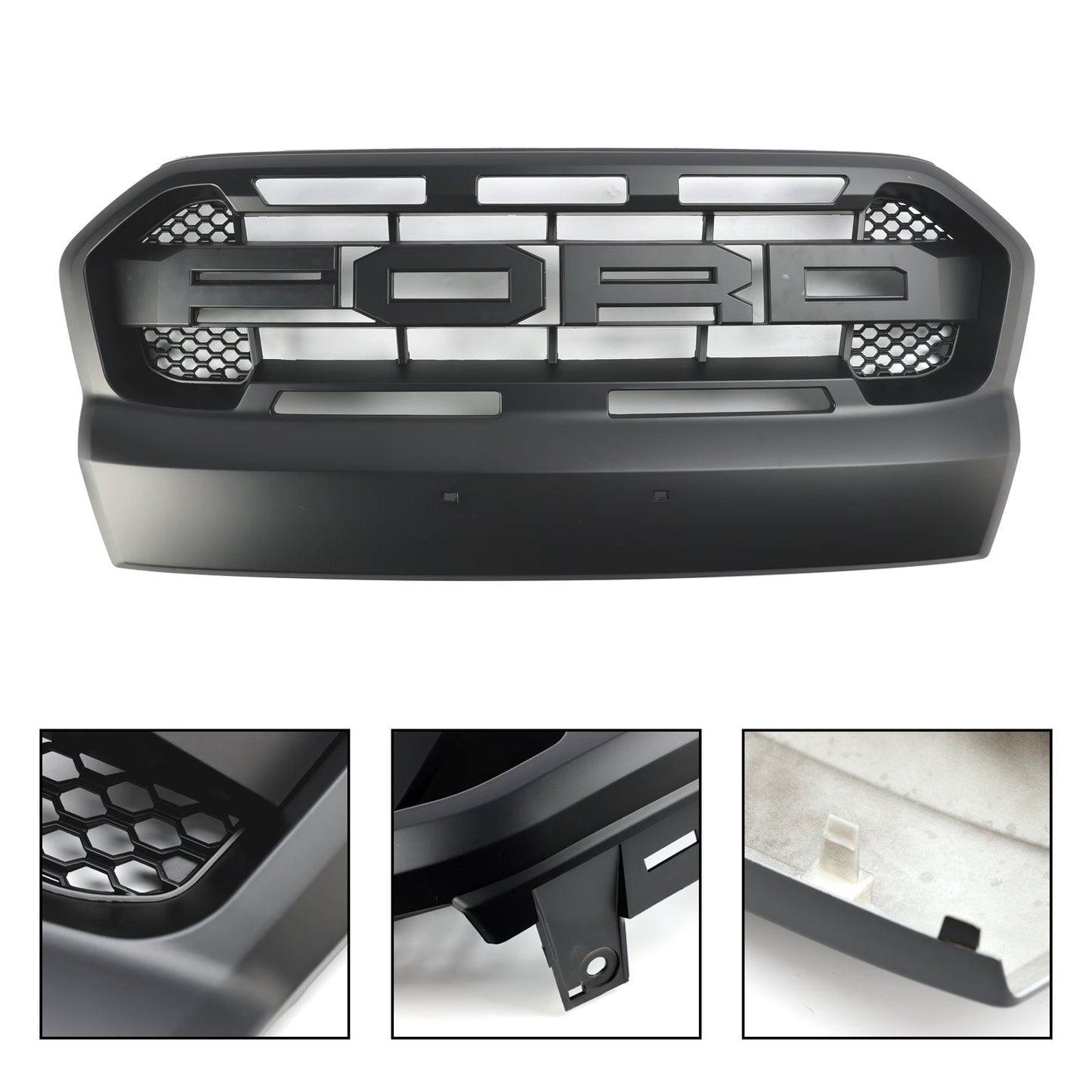 2015 2016 2017 2018 2019 Ford Ranger Wildtrak Raptor Grille Matte Black Front Bumper Replacement Grill With Letter
