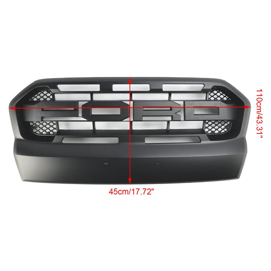 2015 2016 2017 2018 2019 Ford Ranger Wildtrak Raptor Grille Matte Black Front Bumper Replacement Grill With Letter