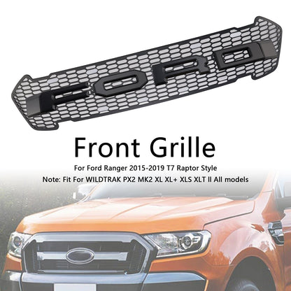 2015-2019 Ford Ranger T7 Matte Black Front Bumper Grill Grille W/LED Generic